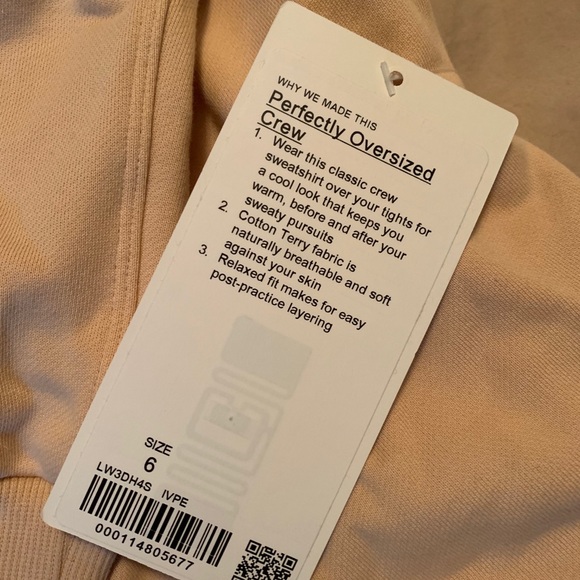 NWT lululemon perfectly oversized crew ivory peach - Picture 3 of 6